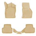 أرضيات (كاعيات) مطاطية بحواف مرتفعة لسيارة أودي A3 موديل 2013 إلى 2020 – لون بيجي