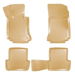 أرضيات (كاعيات) مطاطية بحواف مرتفعة لسيارة مرسيدس بنز الفئة C W204 من موديل 2007 إلى 2014 – لون بيجي