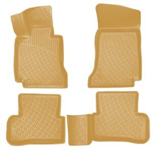 أرضيات (كاعيات) مطاطية بحواف مرتفعة لسيارة مرسيدس بنز الفئة C W205 من موديل 2014 إلى 2021 – لون بيجي