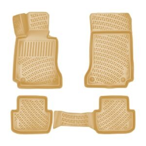 أرضيات (كاعيات) مطاطية بحواف مرتفعة لسيارة مرسيدس بنز الفئة E كوبيه W207 من موديل 2010 إلى 2017 – لون بيجي